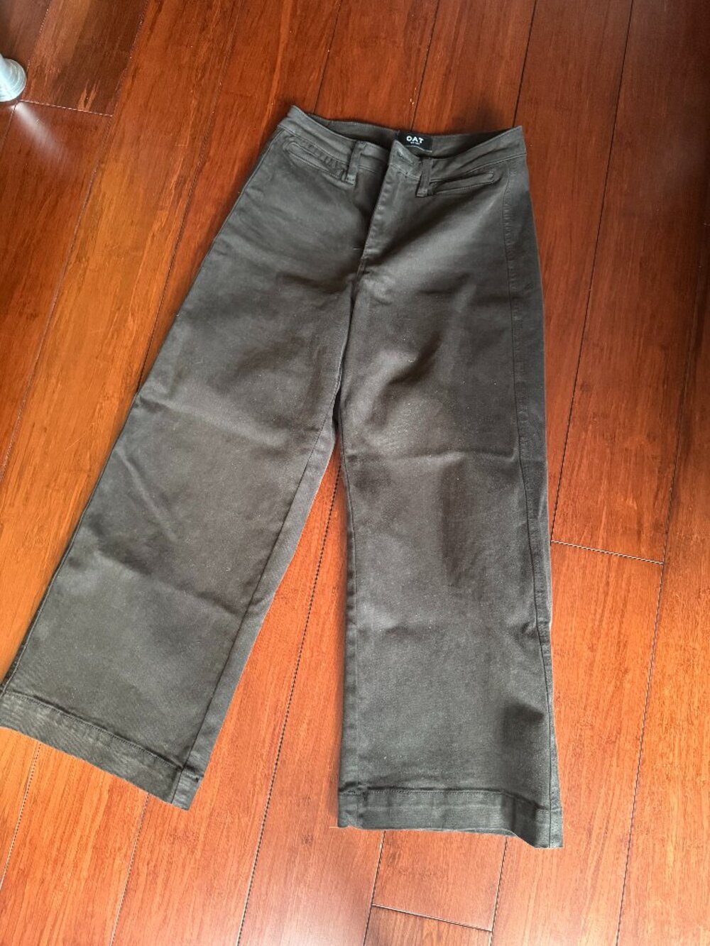 OAT New York High-Rise Wide-Leg Crop Pants Black Sz 26